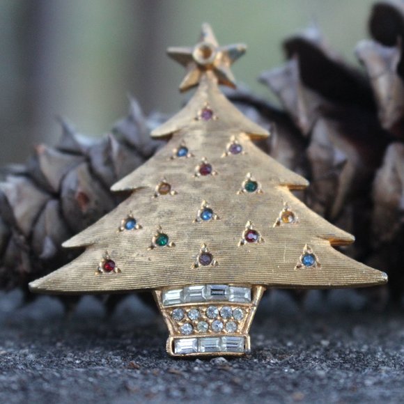 Vintage Jewelry - [5/$25] Vintage Christmas Tree Pin Brooch xmas